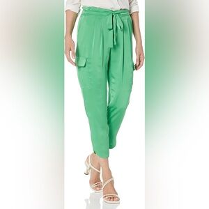 MSRP $295 Ramy Brook Women's Satin Cargo Pocket Allyn Pant Garden Green